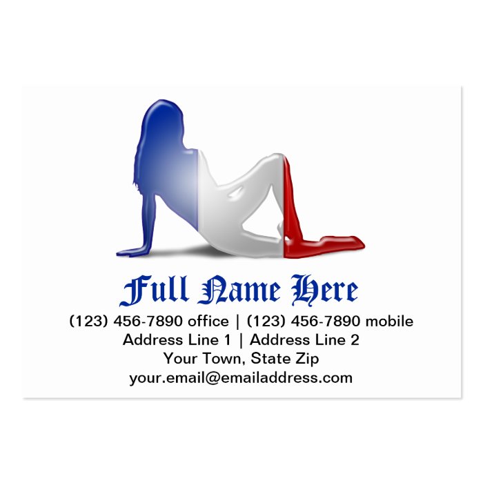 French Girl Silhouette Flag Business Card Template