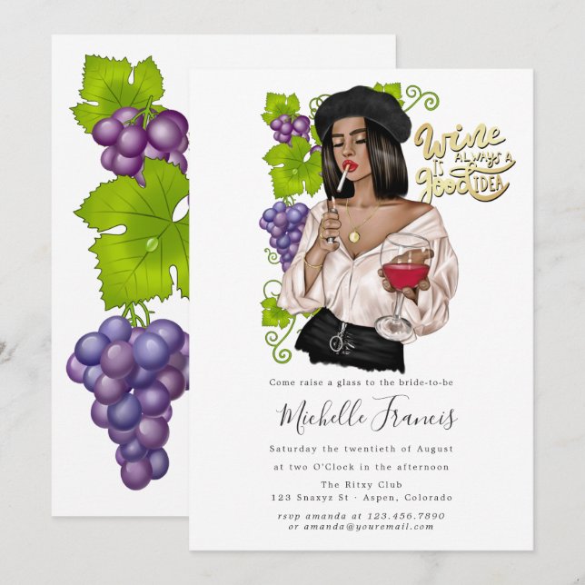 French Girl Wine Tasting Bridal Shower Invitation (Front/Back)