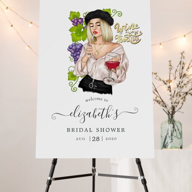 French Girl Wine Tasting Bridal Shower Welcome Foam Board (In Situ (Stand))