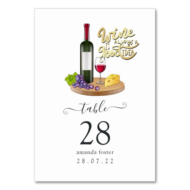 French Girl Wine Tasting Table Number (Front)