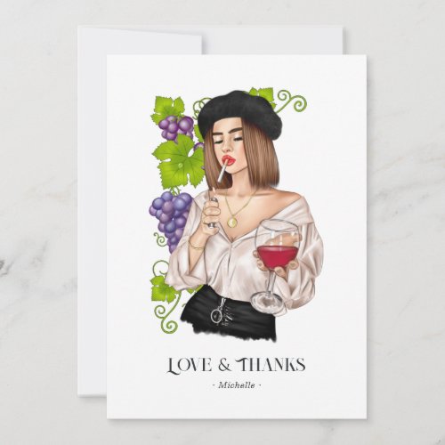 French Girl Wine Tasting Thank You Card
