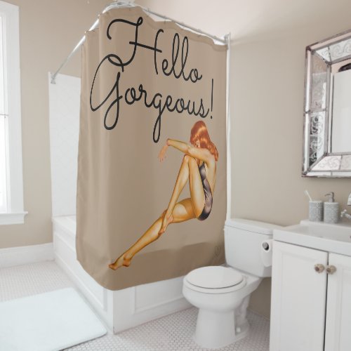 French Girl with poodle Shower Curtain