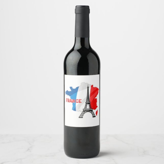 French girls, france flag kids, france women wine label (Front)