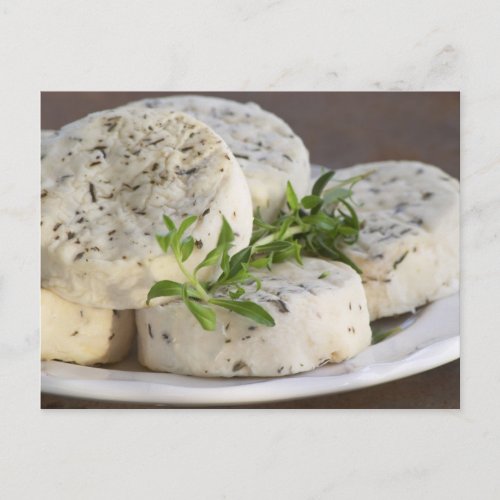 French goat cheese _ chevre _ with herbs on a postcard