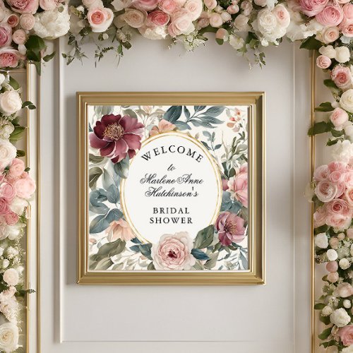 French Gold Floral Elegant Bridal Shower Tea  Poster