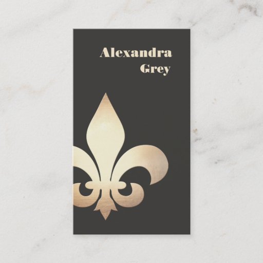Customizable French Gold Leaf Fleur de Lis Business Card