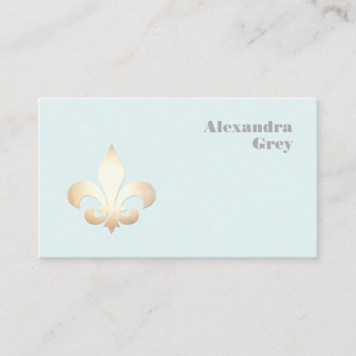 Customizable French Gold Leaf Fleur de Lis Light Blue Business Card Template