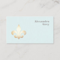 French Gold Leaf Fleur de Lis Light Blue Business Card