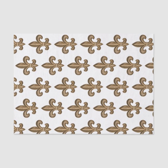 French Golden Fleur de Lis Crest Tissue Paper (Front)