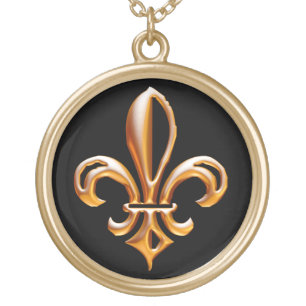 French Golden Fleur de Lis Gold Plated Necklace