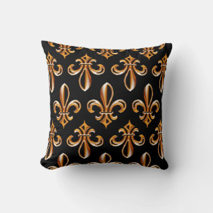 French Golden Fleur de Lis Throw Pillow