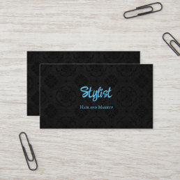 French Gothic Damask Stylist Black and Blue Business Card