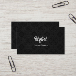 French Gothic Damask Stylist Black and White Business Card