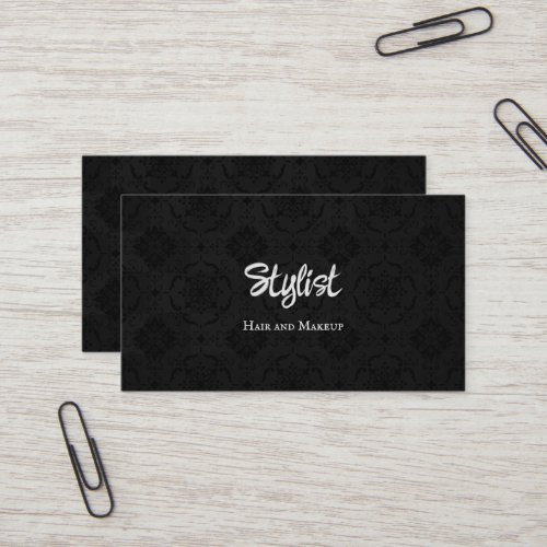 French Gothic Damask Stylist Black and White Business Card