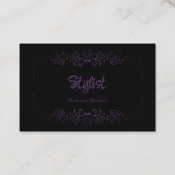 French Gothic Damask Stylist Purple Business Card by MondoCut at Zazzle