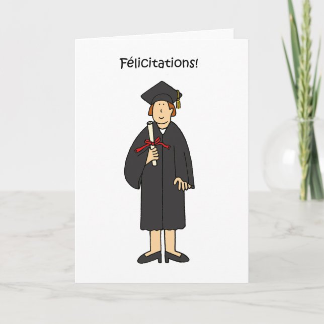French Graduation Congratulations for Her Card (Front)