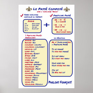 French Grammar Basic Passe Compose Poster