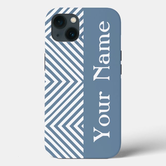 French Gray Diamond Chevron w/ name @ Emporiomoffa Case-Mate iPhone Case (Back)