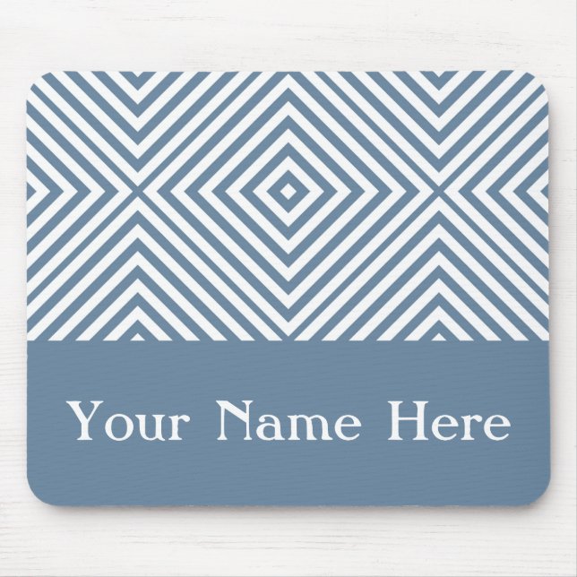 French Gray Diamond Chevron with custom name Mouse Pad (Front)