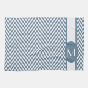 French Gray Elegant Chevron Design with monogram Towel