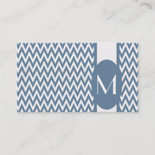 French Gray Elegant Chevron Monogram Business Card