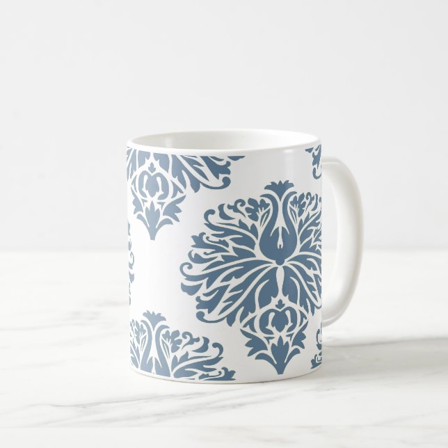 French Gray Elegant Damask Coffee Mug (Front Right)