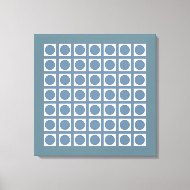 French Gray Elegant Grid Dots Canvas Print (Front)