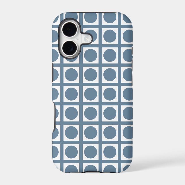 French Gray Elegant Grid Dots Case-Mate iPhone Case (Back)