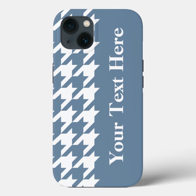 French Gray Elegant Houndstooth with custom text Case-Mate iPhone Case (Back)