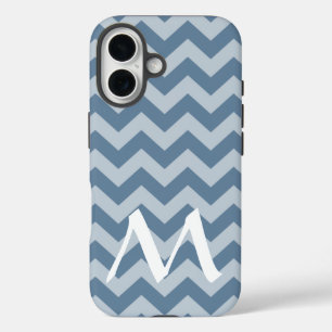 French Gray Moroccan Moods Chevrons with Monogram iPhone 16 Case