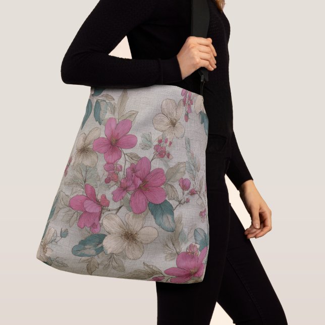 French Gray Pattern  Crossbody Bag (Close Up)