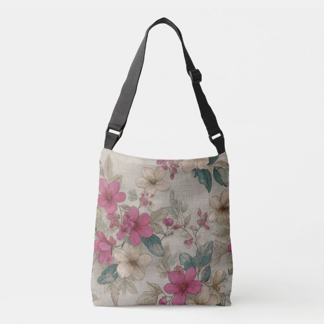 French Gray Pattern  Crossbody Bag (Front)