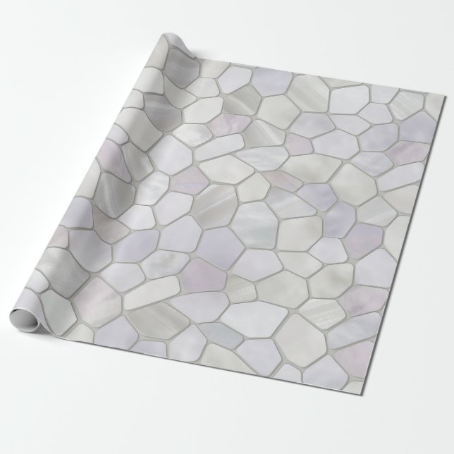 French Gray Platinum Mosaic Wrapping Paper (Unrolled)