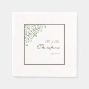 French Green Fleur de Lis Wedding Reception Napkins