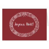 French Greeting Christmas Wreath White, Deep Red (Front Horizontal)