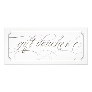 French Grey Elegant Script Gift Vouchers Rack Card
