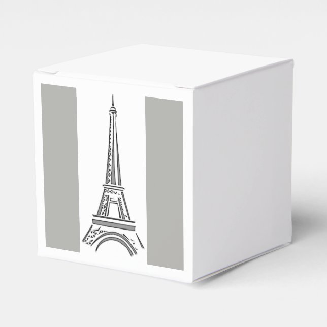 French Grey Paris Themed Eiffel Tower Favor Boxes (Front Side)