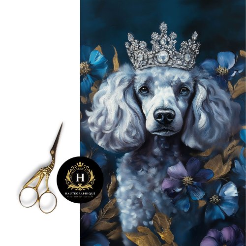 French Grey Poodle Portrait Decoupage  Tissue Paper