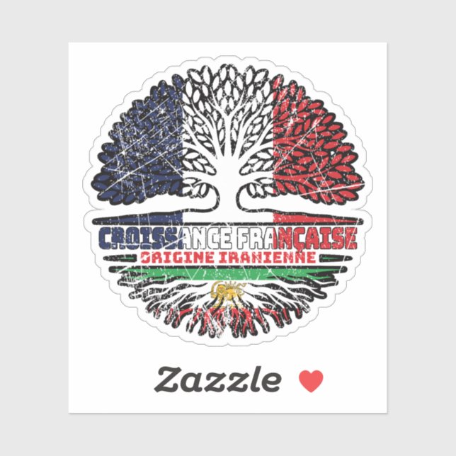 French Grown, Iranian Roots – Lion and Sun Sticker (Sheet)