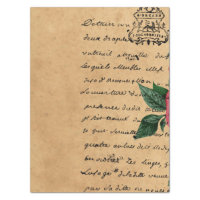 French Handwriting and Red Rose Series Design 8 Tissue Paper