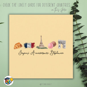 French Happy Birthday Card, Joyeux Anniversaire Card