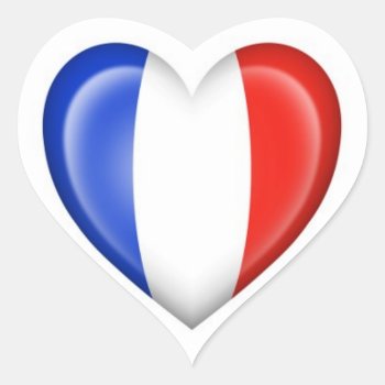 French Heart Flag On White Heart Sticker by JeffBartels at Zazzle