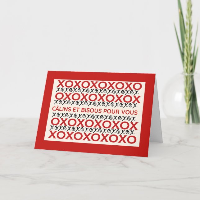 French Heartfelt Hugs and Kisses for You Card (Front)