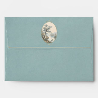French Heron Dusty Blue Wedding Envelope