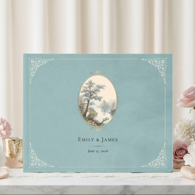 French Heron Dusty Blue Wedding Guest Book (Creator Uploaded)