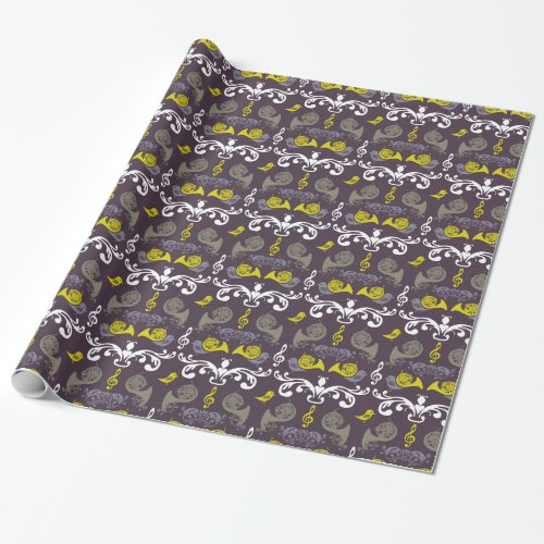 French Horn and Bird Wrapping Paper