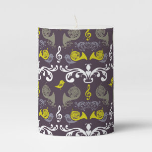 French Horn and Birds Pillar Candle
