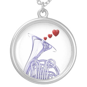 French Horn and Hearts Necklace