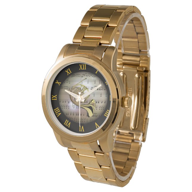 French Horn ~ Background “The Musical Planet” * ~ Watch (Angled)