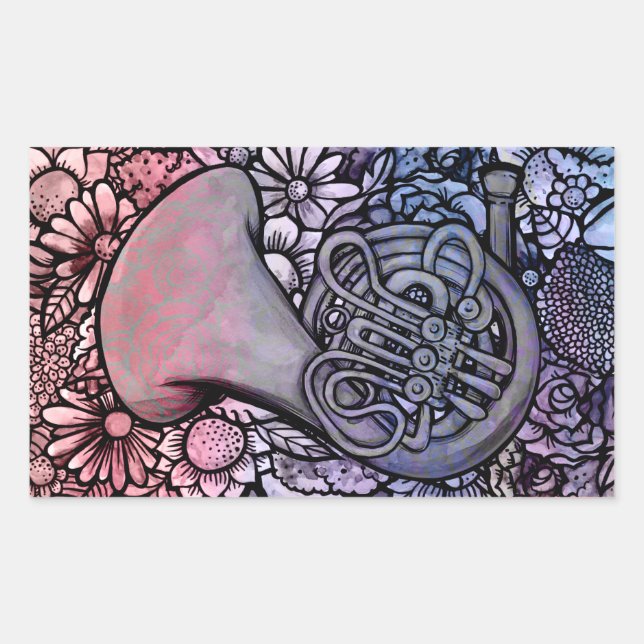 French Horn Band Class Music teacher               Rectangular Sticker (Front)